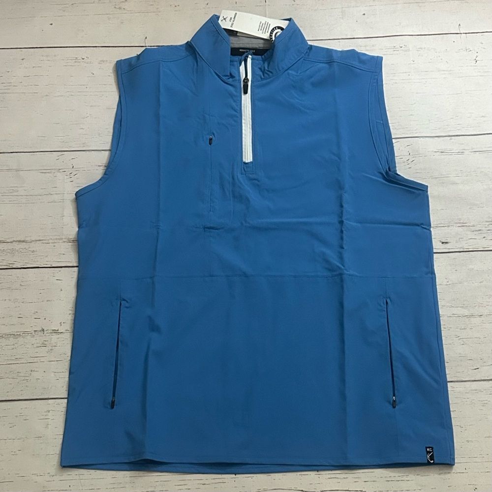 Kenneth Cole 1/4 Zip Light Weight Golf Vest Water Resistant Blue Mens Size Small